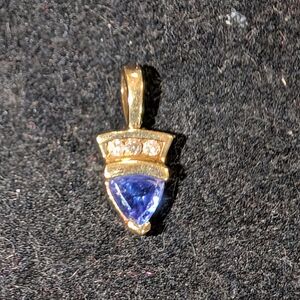 Tanzanite & Diamond 10k Gold Pendant
